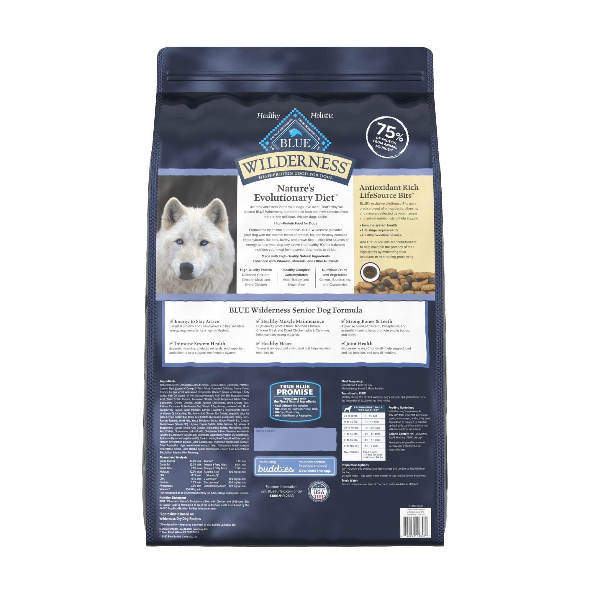 Blue Buffalo Wilderness High-Protein Senior Chicken with Wholesome Grains Dry Dog Food - 28 Lbs  