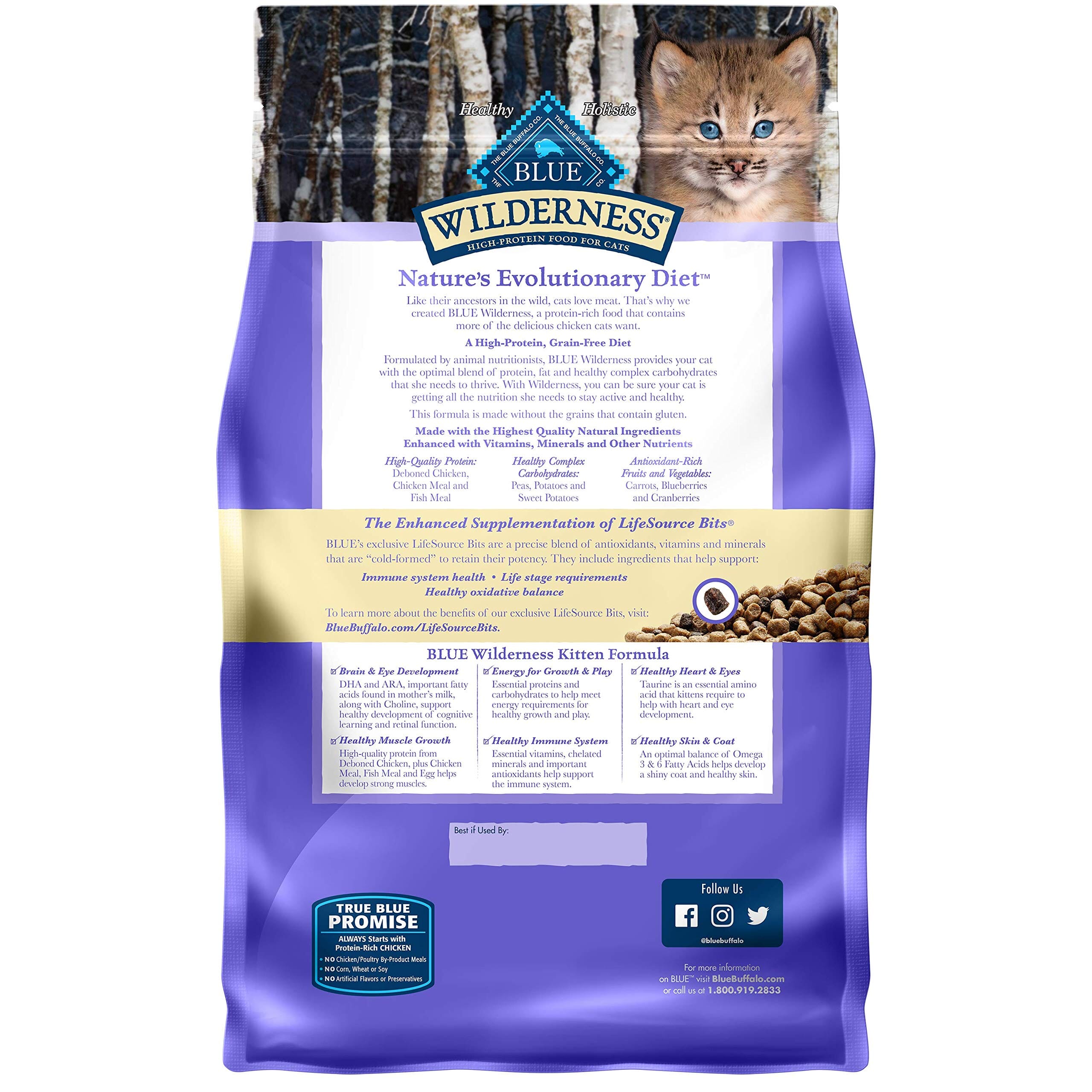 Blue Buffalo Wilderness Kitten High-Protein Chicken Dry Cat Food - 5 Lbs  