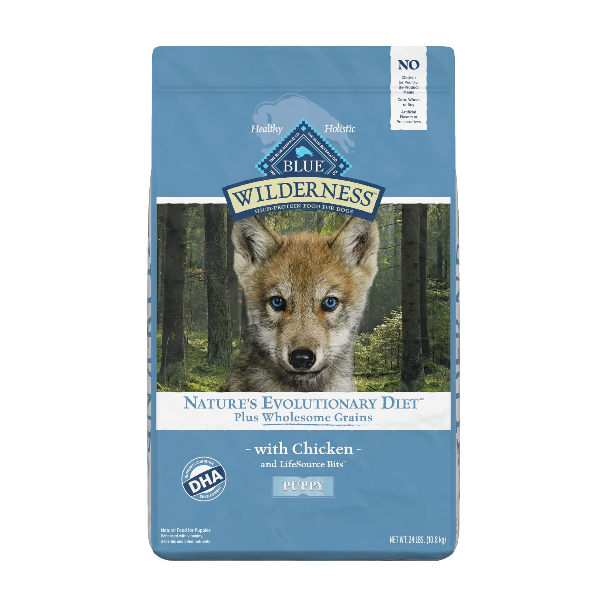 Blue Buffalo Wilderness Puppy High-Protein Chicken with Wholesome Grains Dry Dog Food - 24 Lbs  