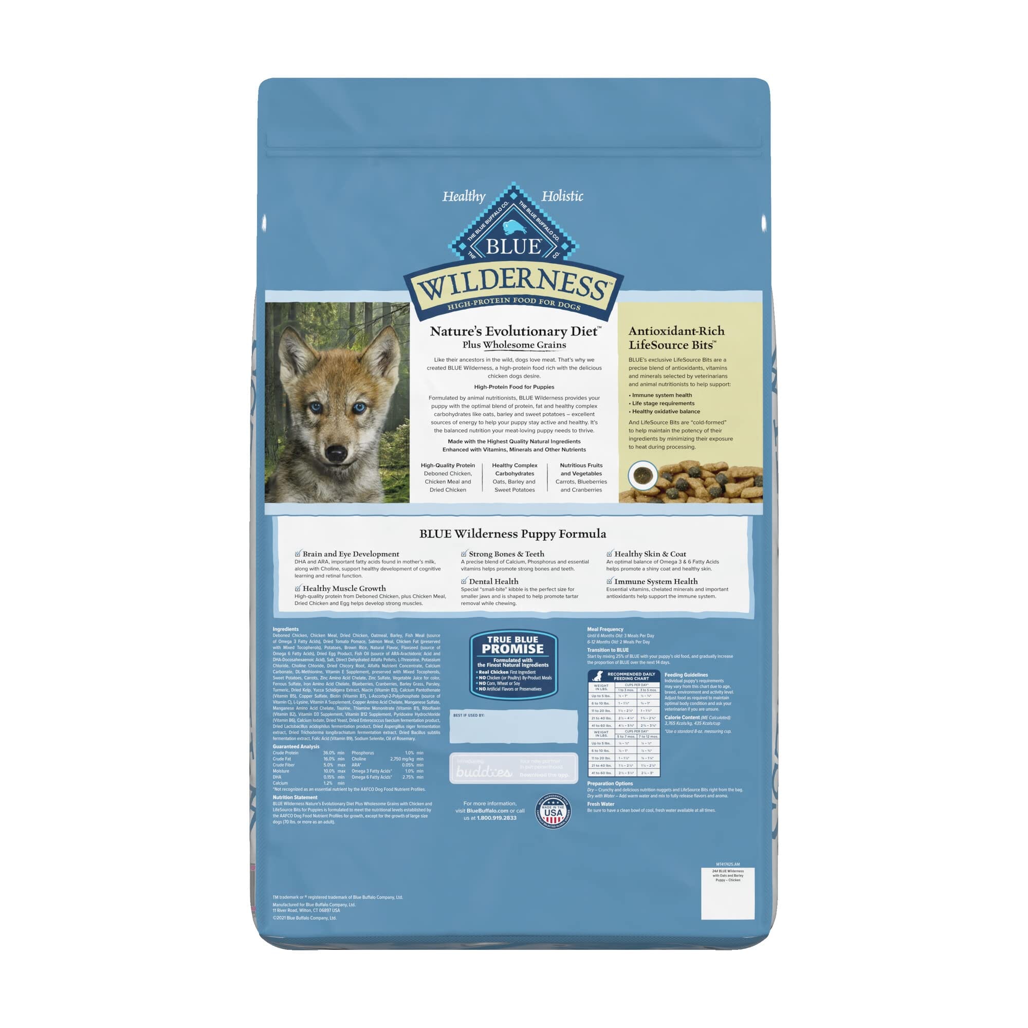 Blue Buffalo Wilderness Puppy High-Protein Chicken with Wholesome Grains Dry Dog Food - 24 Lbs  