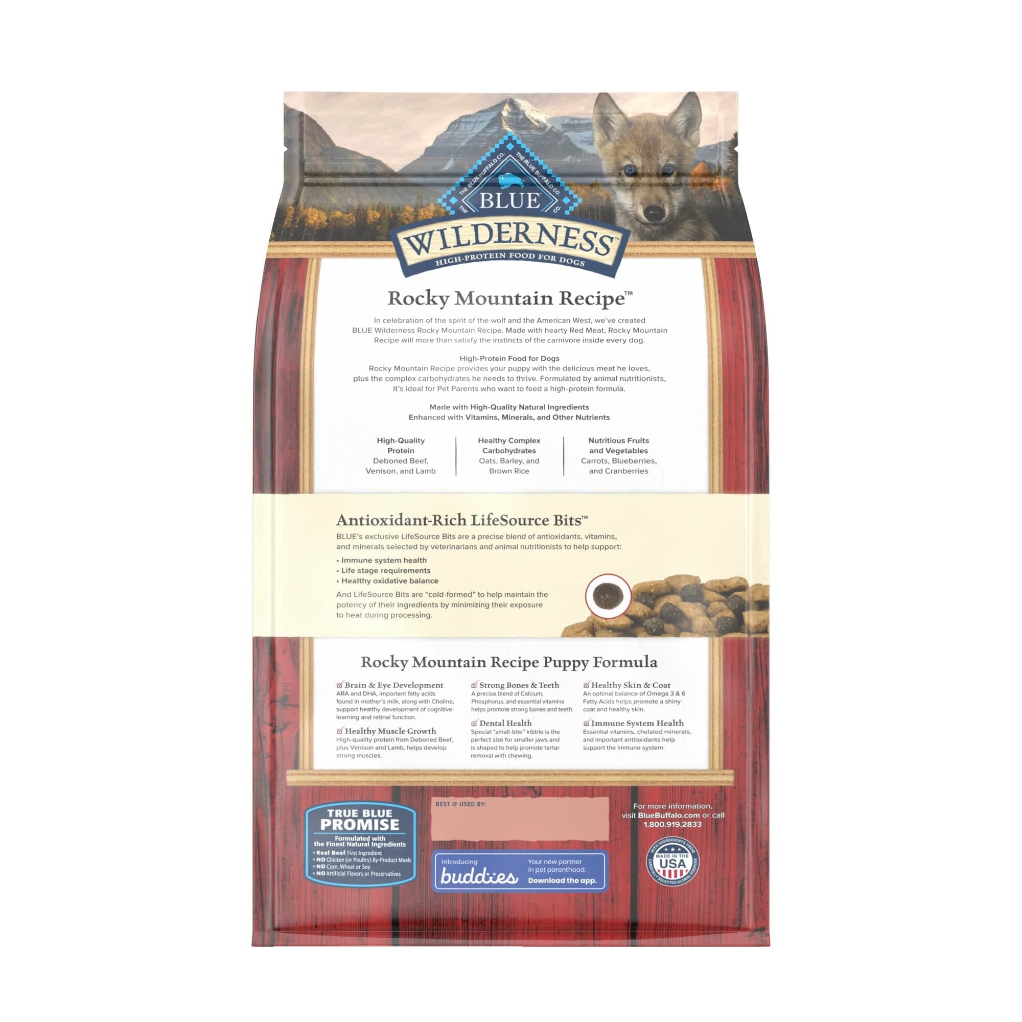 Blue Buffalo Wilderness Puppy High-Protein Rocky Mountain Recipe Natural Red Meat with Grains Dry Dog Food - 4.5 Lbs  