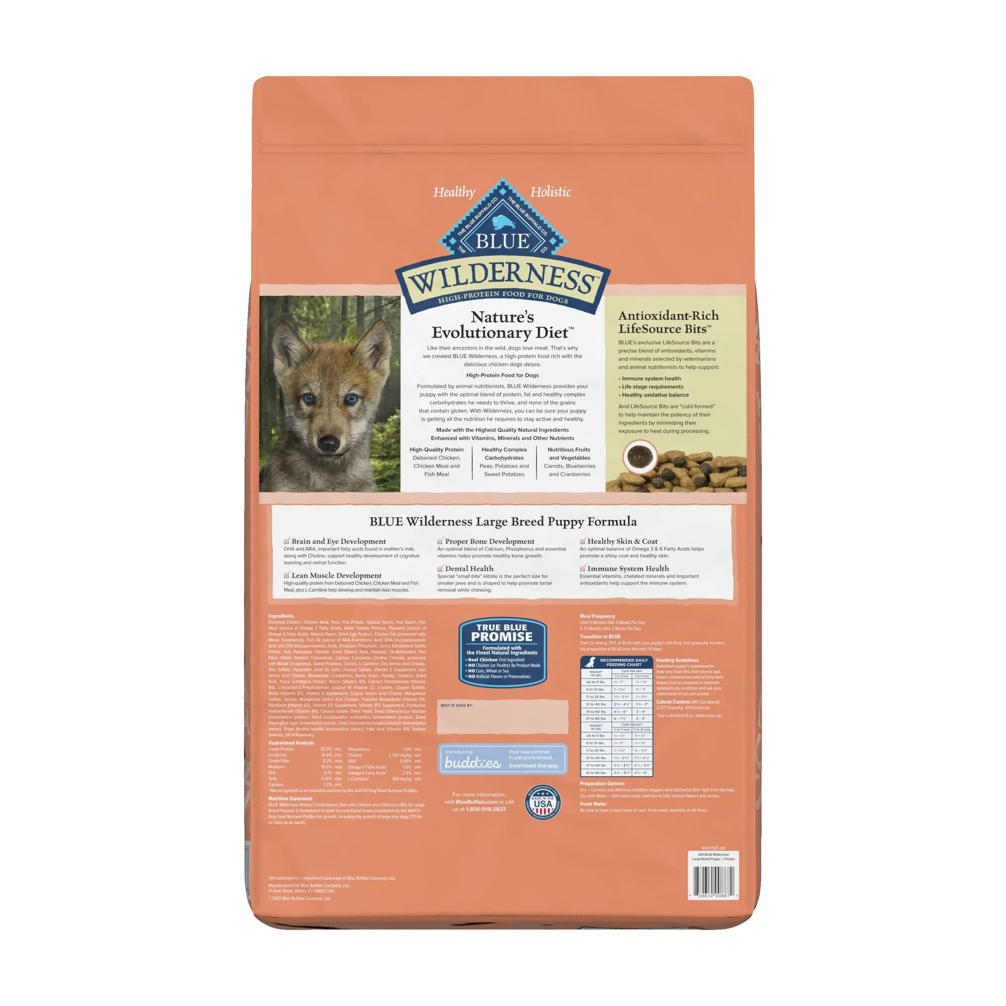 Blue Buffalo Wilderness Puppy Large-Breed High-Protein Chicken Dry Dog Food - 24 Lbs  