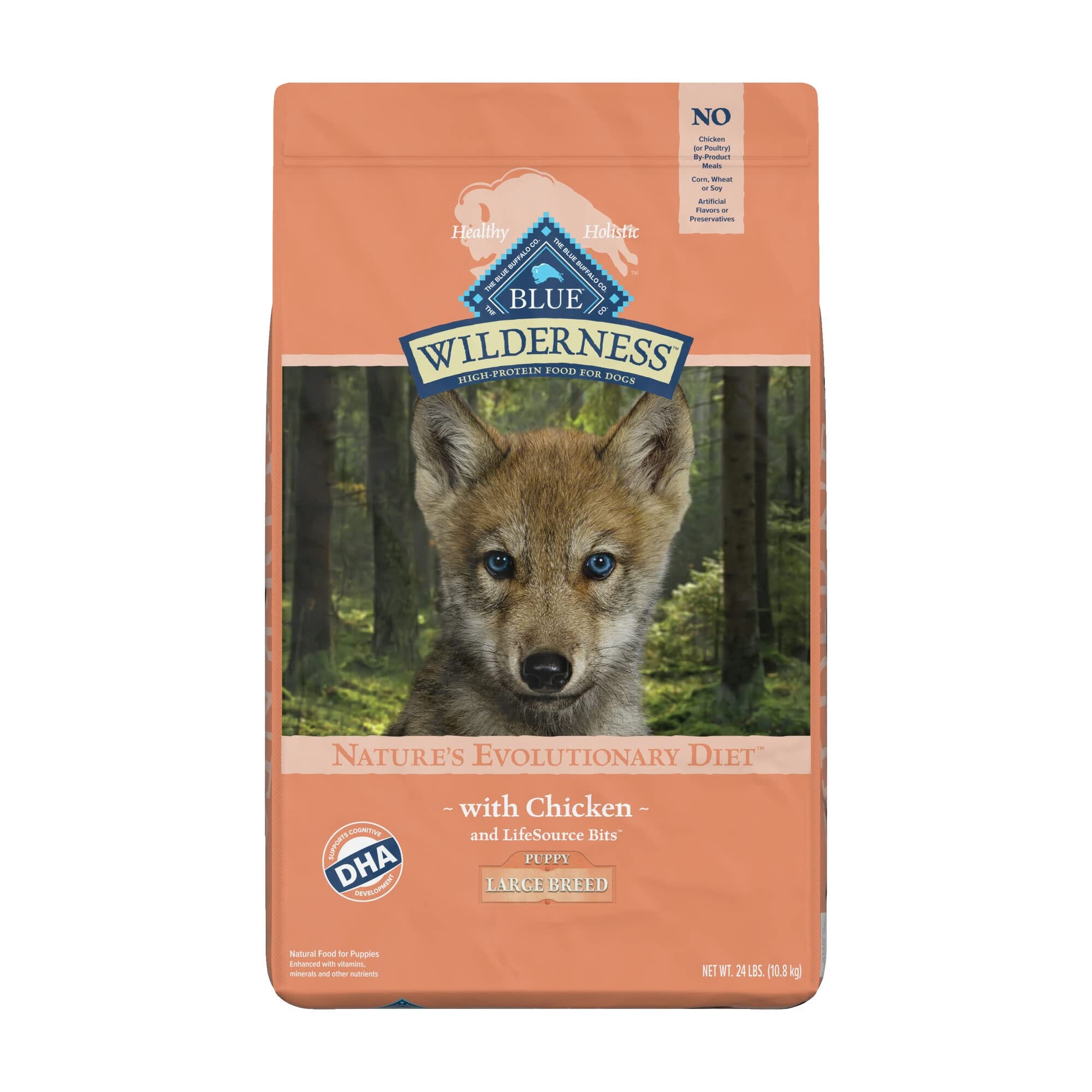 Blue Buffalo Wilderness Puppy Large-Breed High-Protein Chicken Dry Dog Food - 24 Lbs  
