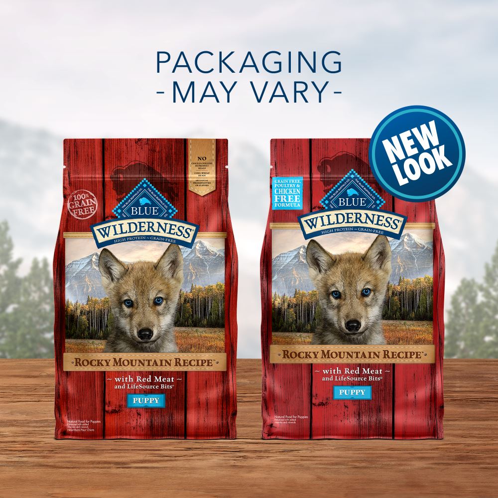 Blue Buffalo Wilderness Rocky Mountain Grain Free Natural Red Meat High Protein Recipe Puppy Dry Dog Food  