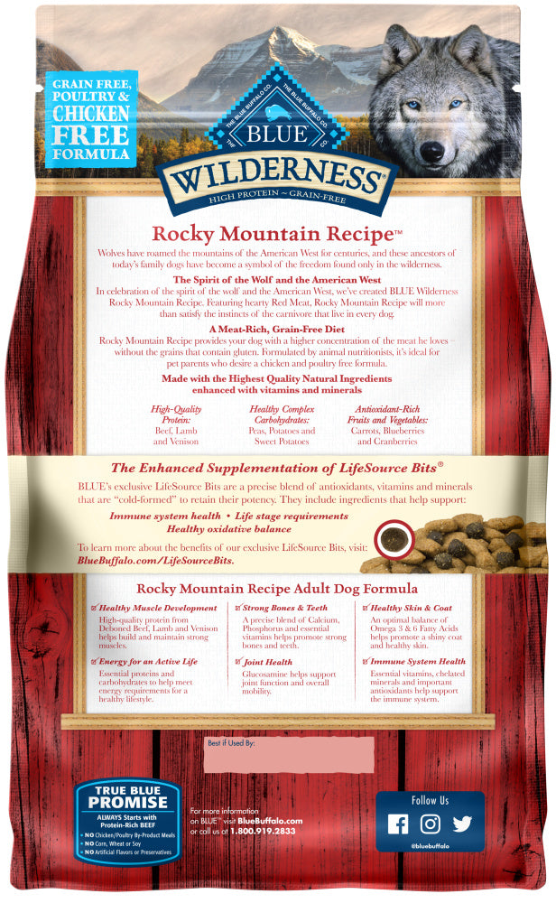 Blue Buffalo Wilderness Rocky Mountain Grain Free Red Meat High Protein Recipe Adult Dry Dog Food  