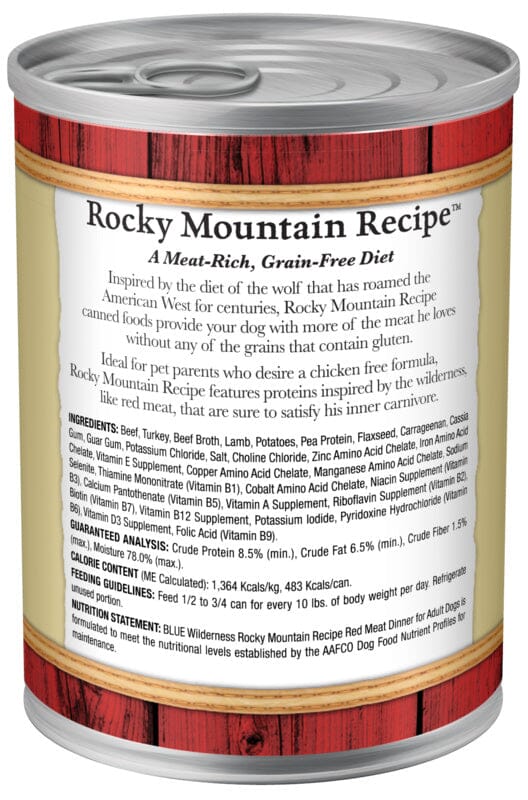 Blue Buffalo Wilderness Rocky Mountain Recipe Red Meat Dinner Adult Canned Dog Food  