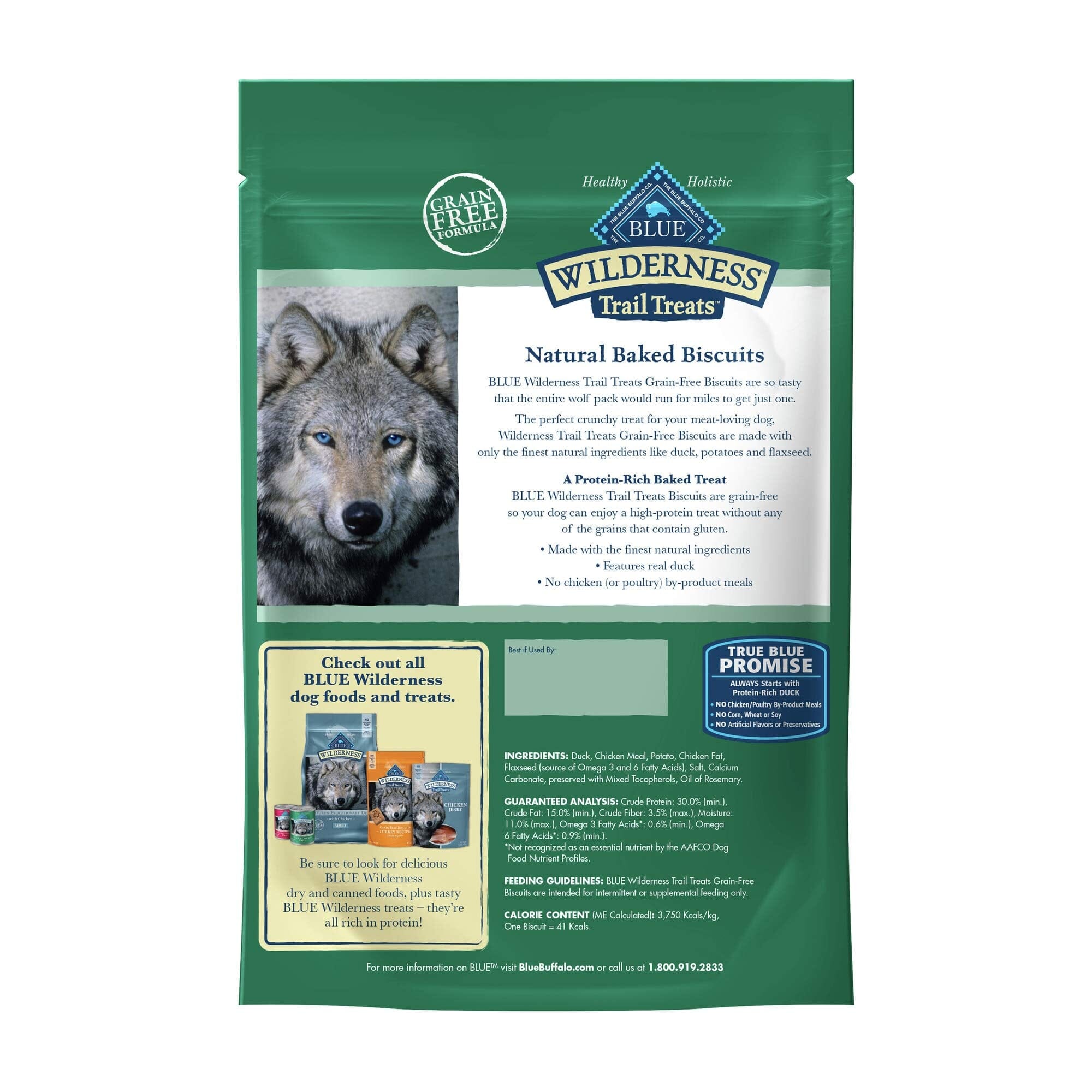 Blue Buffalo Wilderness Trail Treats High-Protein Grain-Free Duck Crunchy Dog Biscuits - 10 Oz  