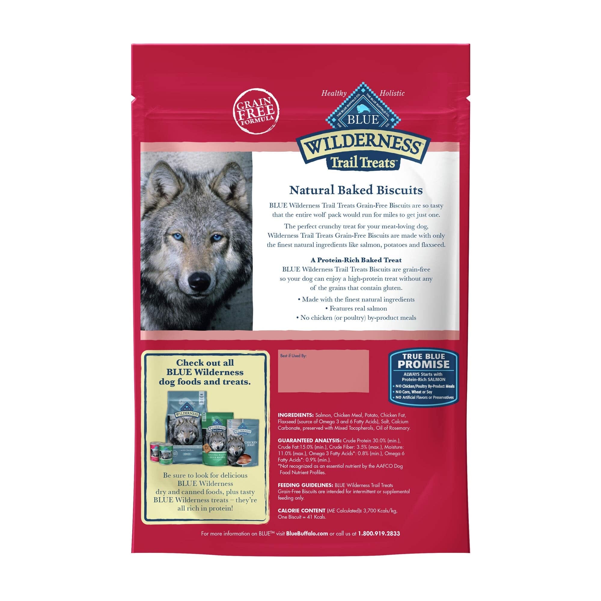 Blue Buffalo Wilderness Trail Treats High-Protein Grain-Free Salmon Crunchy Dog Biscuits - 10 Oz  