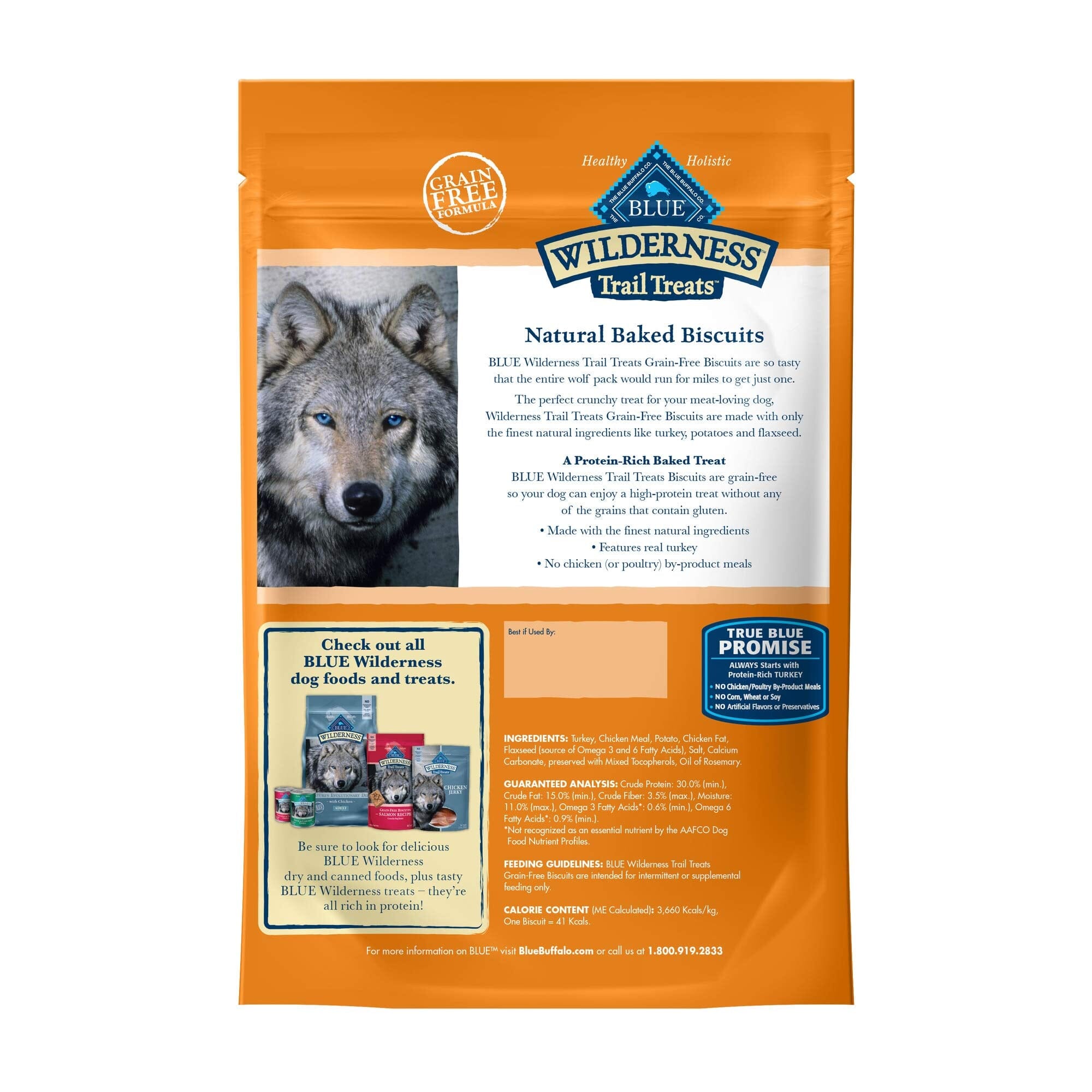 Blue Buffalo Wilderness Trail Treats High-Protein Grain-Free Turkey Crunchy Dog Biscuits - 10 Oz  
