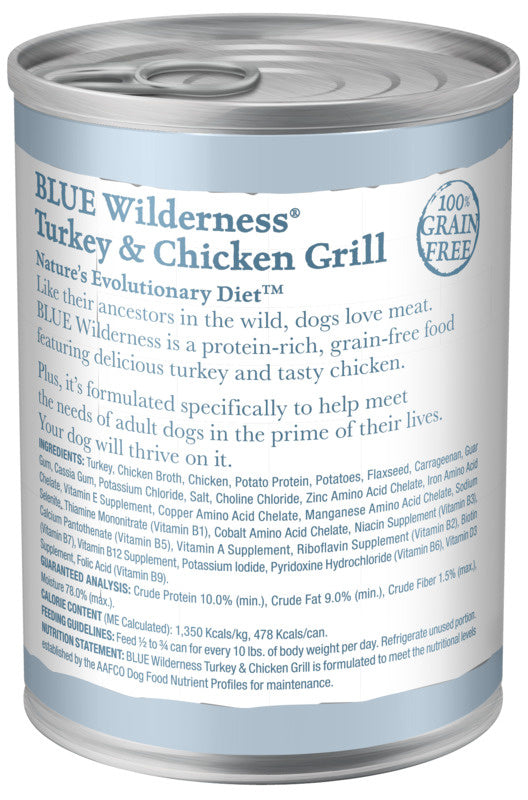 Blue Buffalo Wilderness Turkey & Chicken Grill Canned Dog Food  