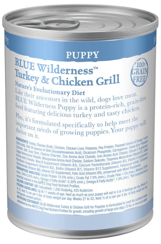 Blue Buffalo Wilderness Turkey & Chicken Grill Puppy Canned Dog Food  