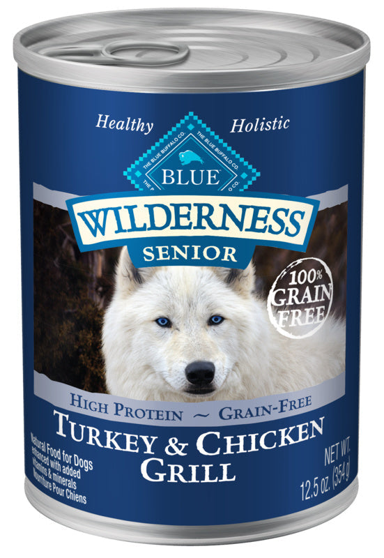 Blue Buffalo Wilderness Turkey & Chicken Grill Senior Canned Dog Food  