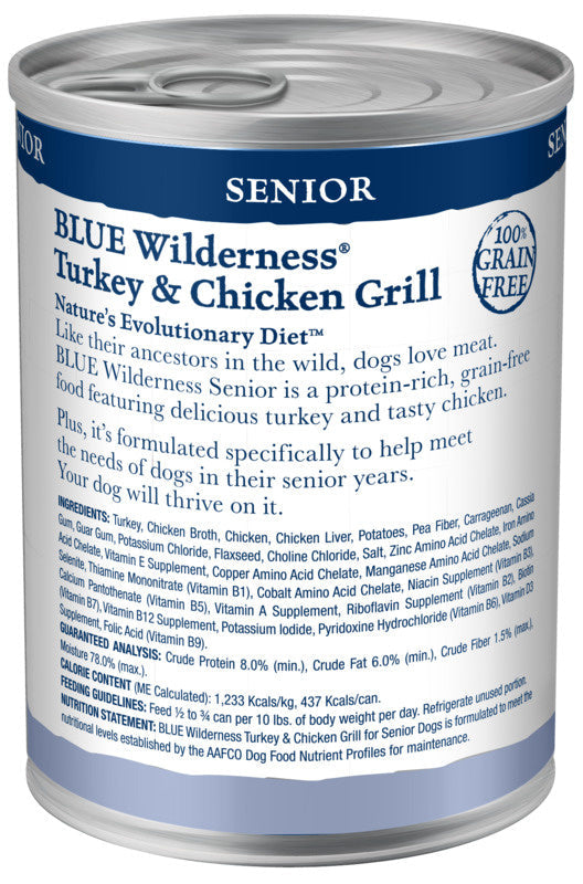 Blue Buffalo Wilderness Turkey & Chicken Grill Senior Canned Dog Food  