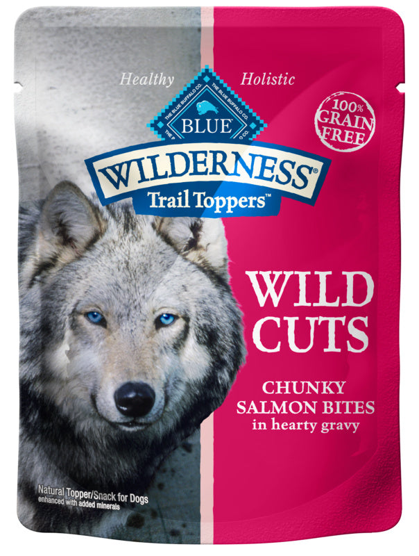 Blue Buffalo Wilderness Wild Cuts Trail Toppers Chunky Salmon Bites in Hearty Gravy Dog Food Pouches  