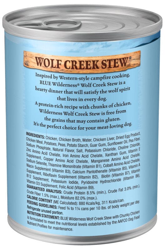 Blue Buffalo Wilderness Wolf Creek Stew Chunky Chicken Stew Canned Dog Food  