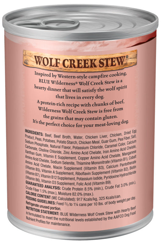 Blue Buffalo Wilderness Wolf Creek Stew Hearty Beef Stew Canned Dog Food  