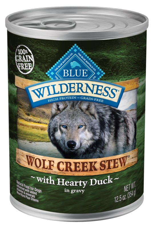 Blue Buffalo Wilderness Wolf Creek Stew Hearty Duck Stew Canned Dog Food  