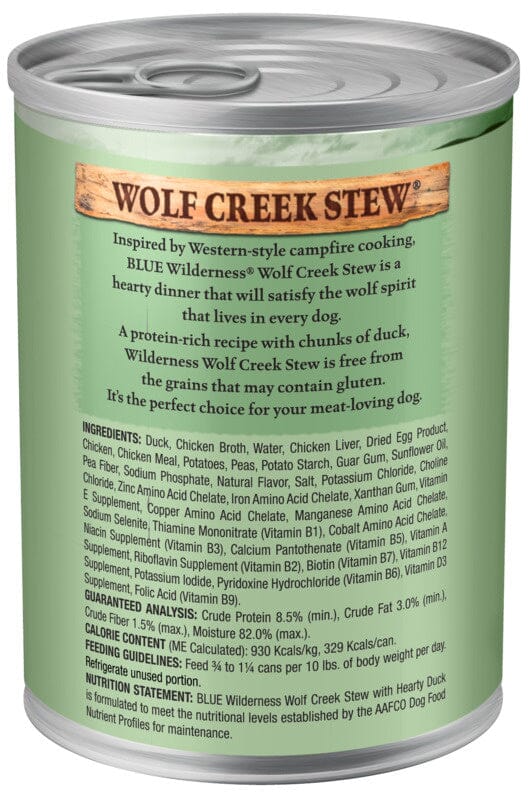 Blue Buffalo Wilderness Wolf Creek Stew Hearty Duck Stew Canned Dog Food  