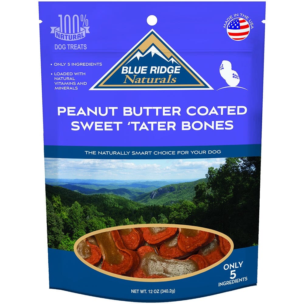 Blue Ridge Naturals Peanut Butter Coated Sweet 'Tater Bones Dog Treats  