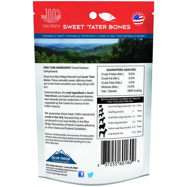 Blue Ridge Naturals Sweet 'Tater Bones Dog Treats  