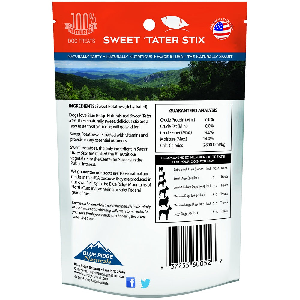 Blue Ridge Naturals Sweet Tater Stix Dog Treats  