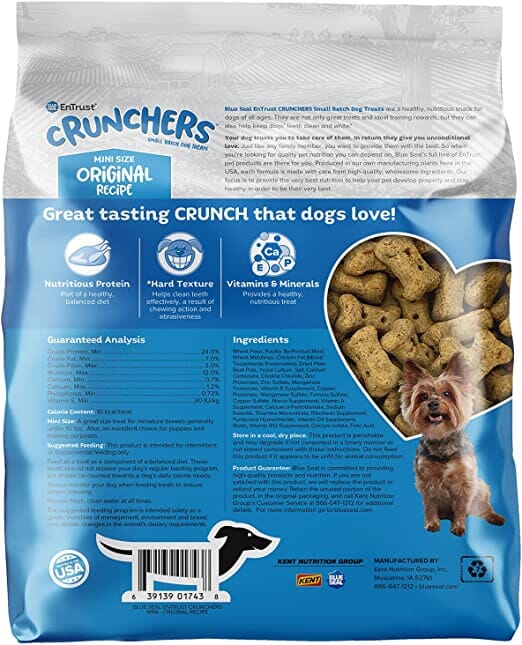 Blue Seal Entrust Crunchers Small Batch Dog Biscuits Treats - Original - 2 Lbs  
