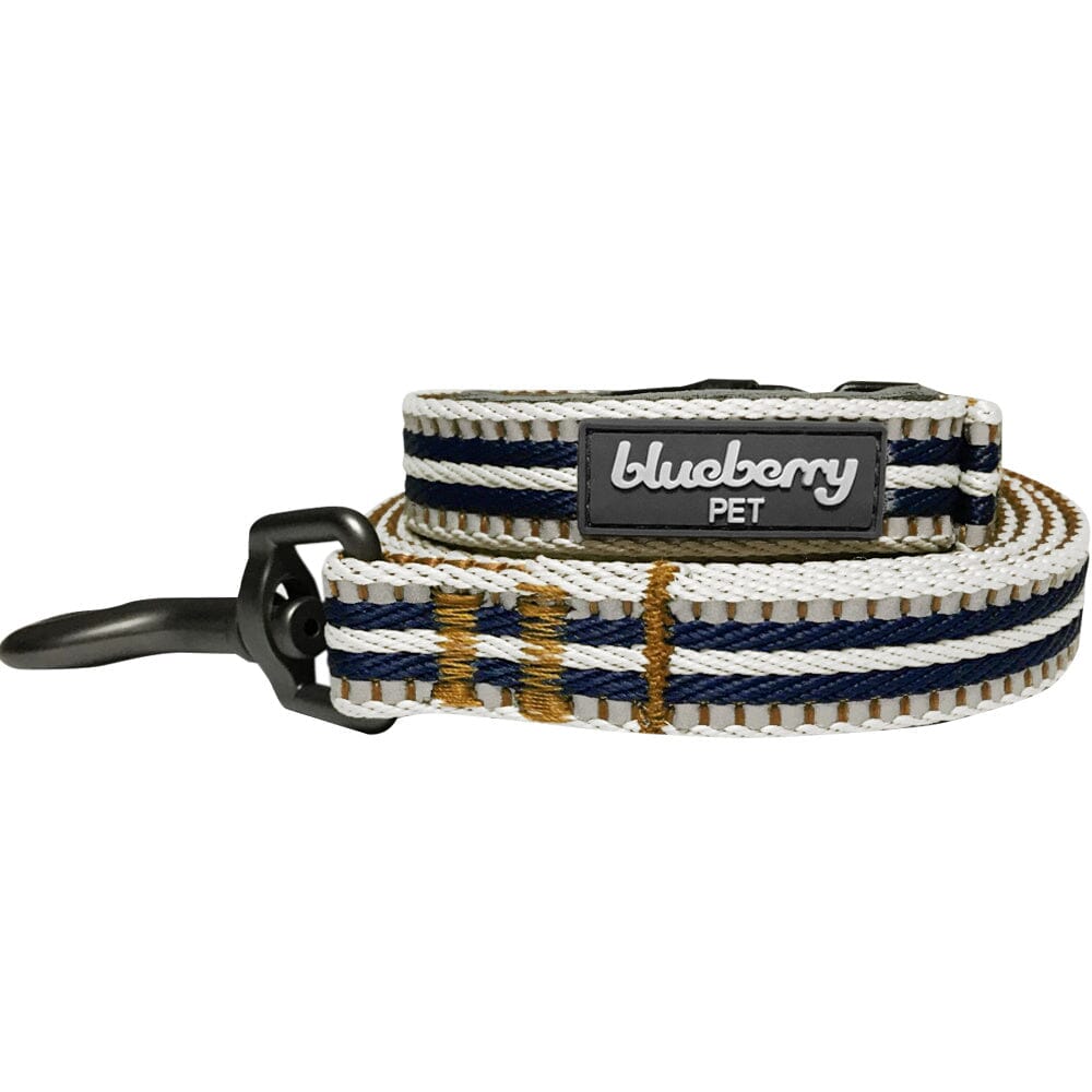 Blueberry Pet 3M Reflective Olive & Blue-gray Stripe Dog Leash with Soft & Comfortable Handle  