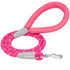 Blueberry Pet Durable Diagonal Striped Rope Leash in Pink with Comfy Neoprene Handle  