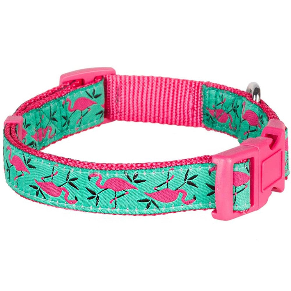 Blueberry Pet Pink Flamingo Light Emerald Dog Collar  