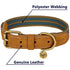 Blueberry Pet Polyester Fabric Webbing and Soft Genuine Leather Dog Collar in Navy and Olive  