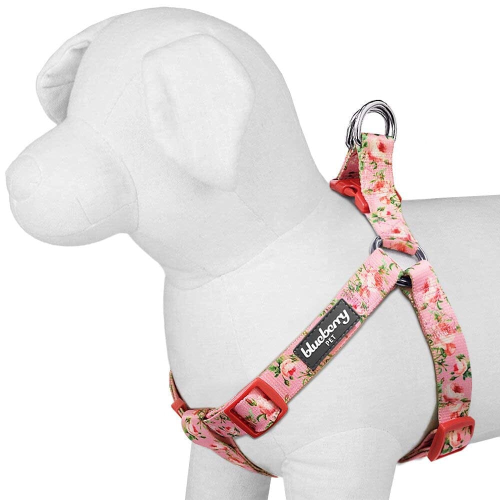 Blueberry Pet Step-in Spring Scent Inspired Floral Rose Baby Pink Adjustable Harness  