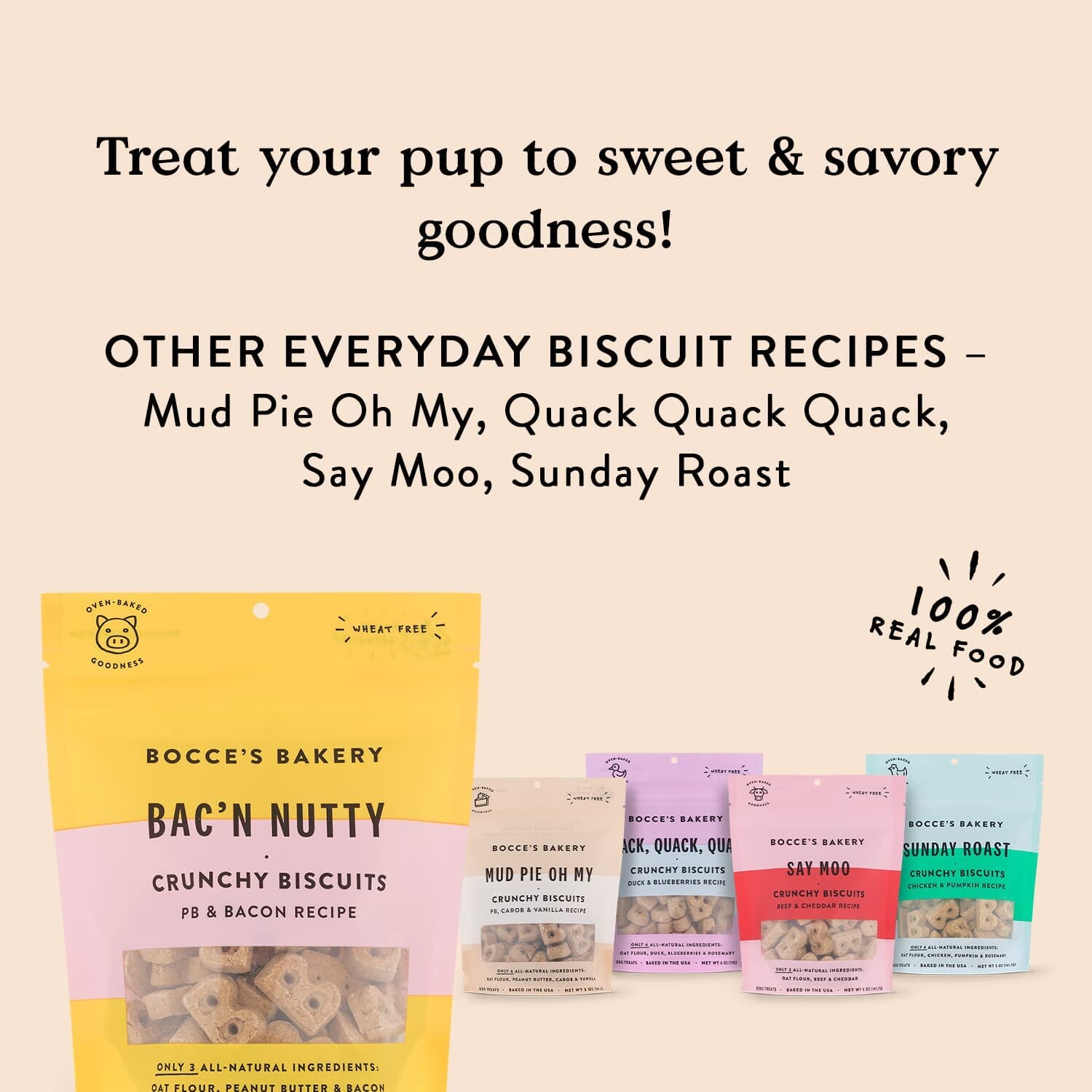 Bocce's Bakery Bacon Nutty Dog Biscuits - 5 Oz  