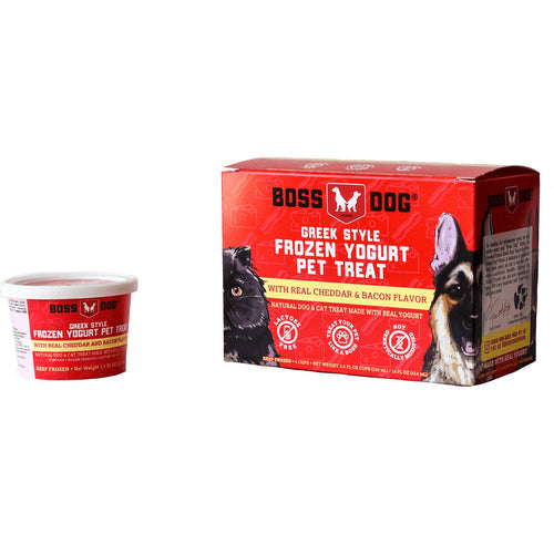 Boss Dog Cheddar & Bacon Greek Style Frozen Yogurt - 3.5 fl oz (104ml) - Case of 12  
