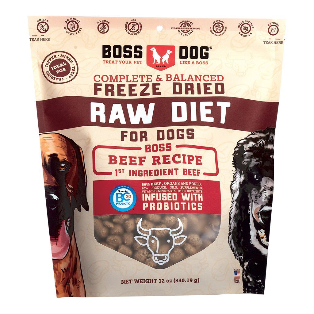 Boss Dog Complete Diet Beef Recipe Freeze-Dried Dog Food - 12 oz Bag  