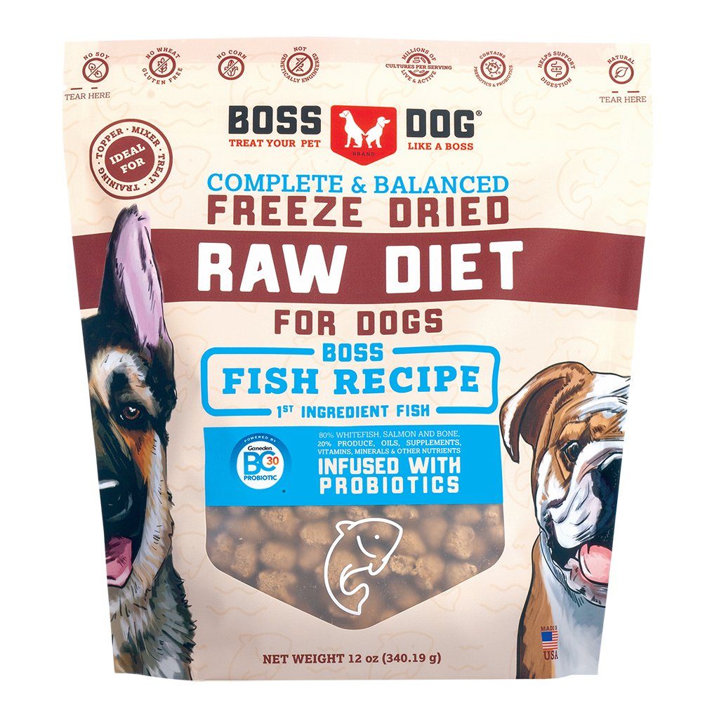 Boss Dog Complete Diet Fish Recipe Freeze-Dried Dog Food - 12 oz Bag  