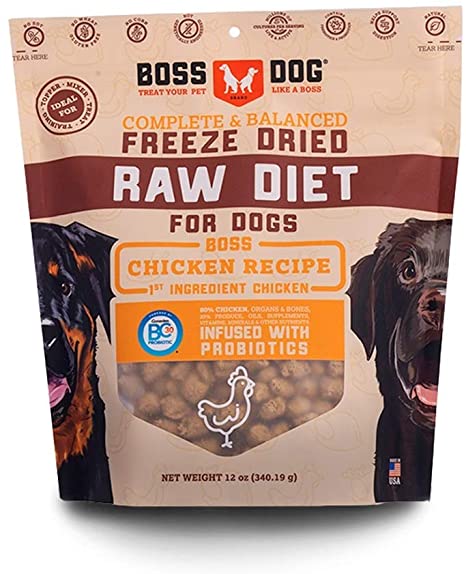 Boss Dog Frozen Complete Raw Chicken Diet 8 oz Patties Raw Dog Food - 6lb Bag  