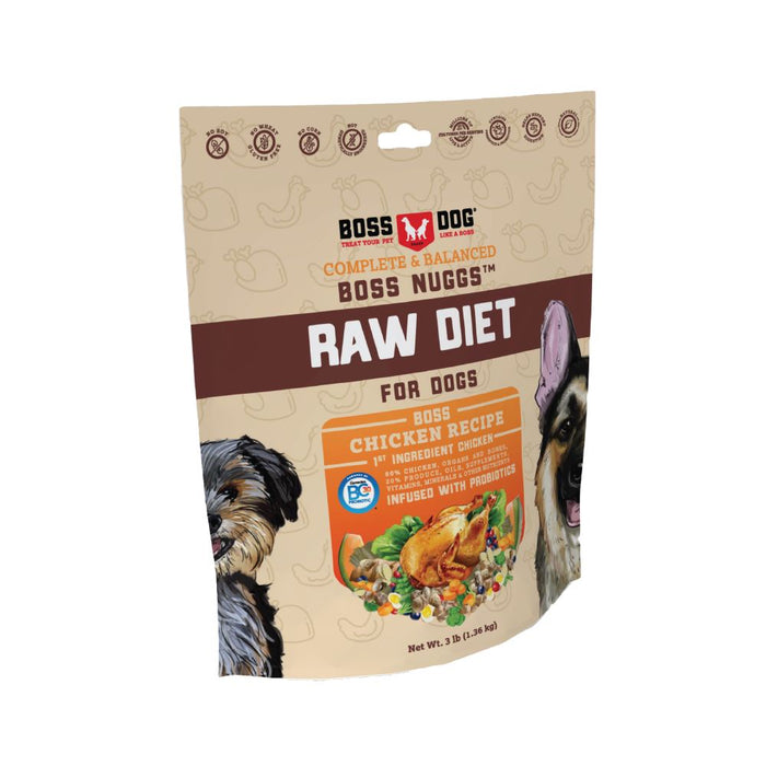Boss Dog Frozen Complete Raw Chicken Diet Raw Dog Food - 3 lb Nuggets