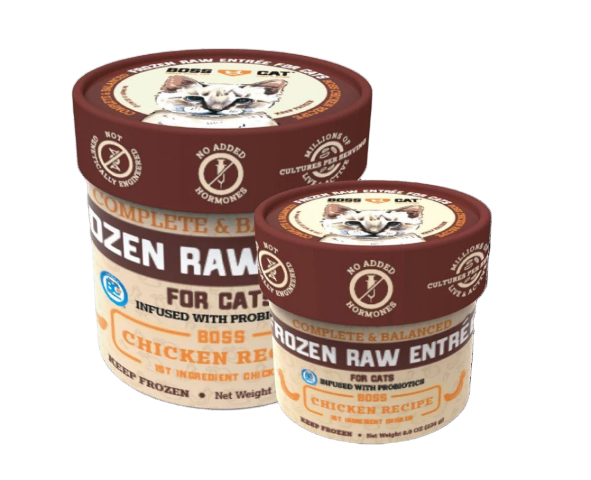 Boss Dog Frozen Complete Raw Chicken Entrees Raw Cat Food - 16 oz Deli Cup  