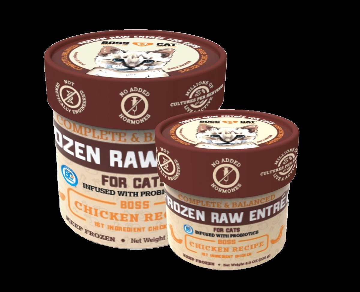 Boss Dog Frozen Complete Raw Chicken Entrees Raw Cat Food - 8 oz Deli Cup  