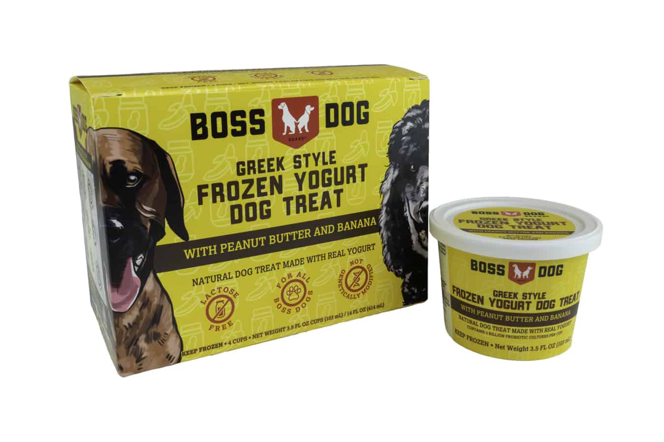 Boss Dog Peanut Butter & Banana Greek Style Frozen Yogurt - 3.5 fl oz (104ml) - 4 Pack  