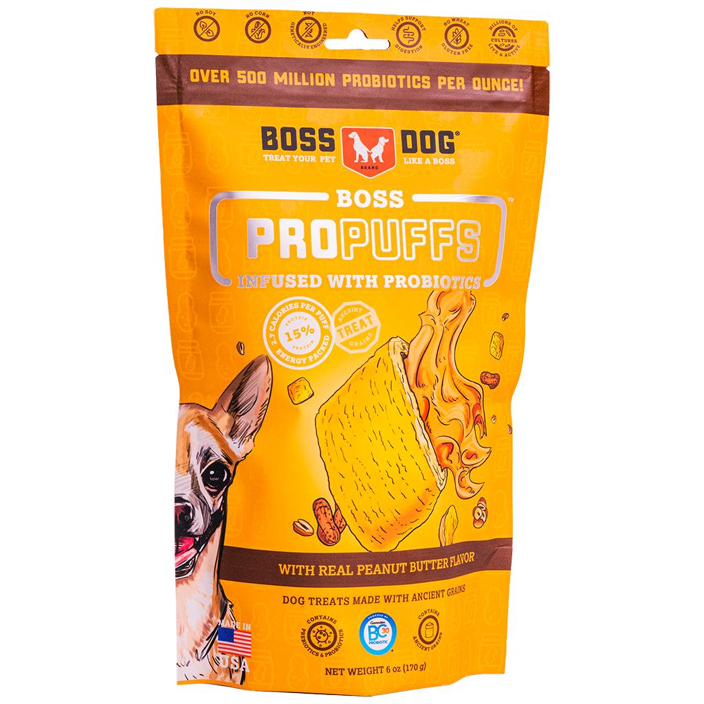 Boss Dog ProPuffs Propuffs Real Peanut Butter Flavor Ancient Grain Treats for Dogs - 5/6 oz Bags - Case of 5  