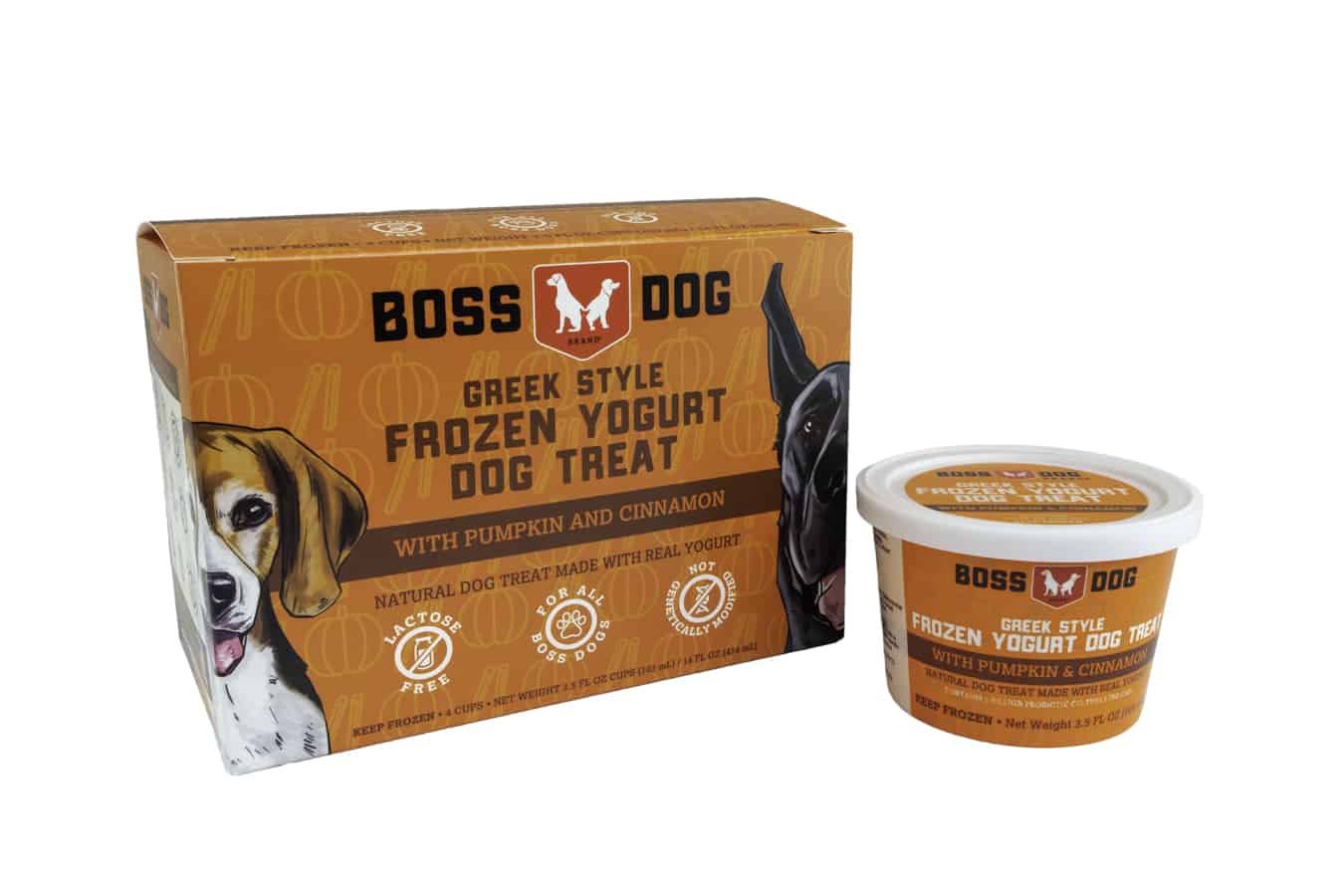 Boss Dog Pumpkin & Cinnamon Greek Style Frozen Yogurt - 3.5 fl oz (104ml) - 4 Pack  