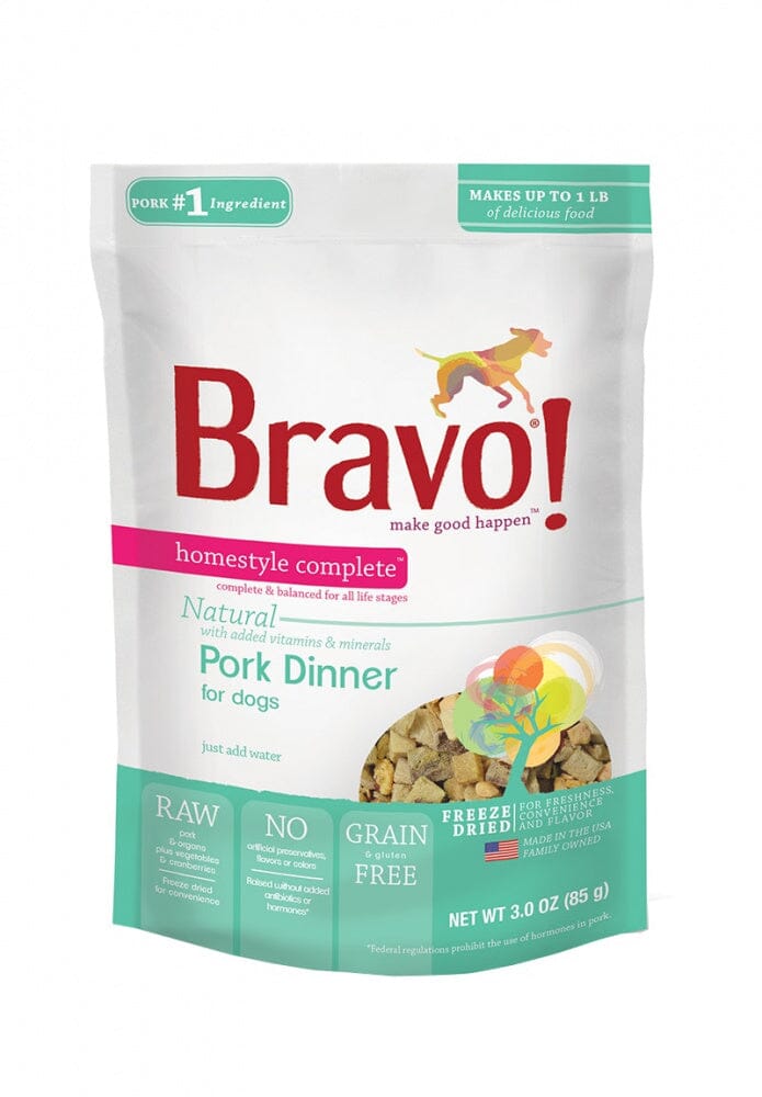 Bravo! Homestyle Complete Grain Free Pork Freeze-Dried Dog Food  