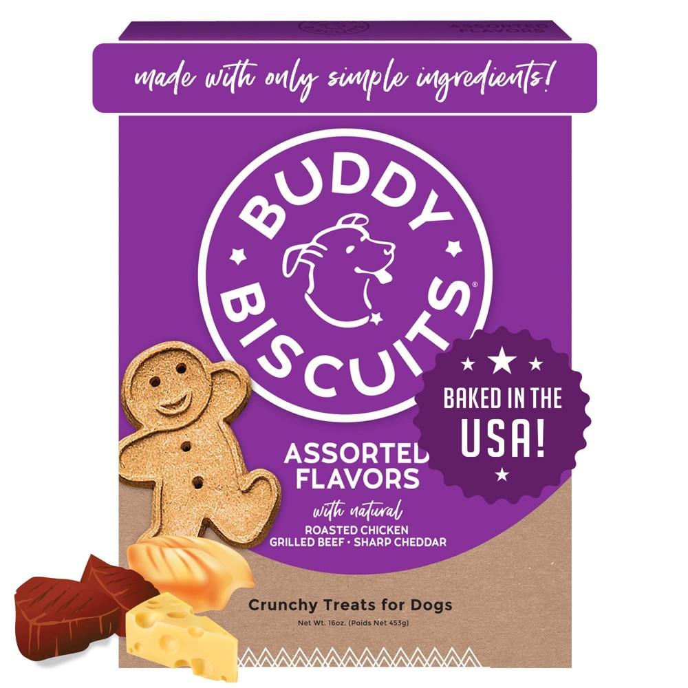 Buddy Biscuits Assorted Flavors Baked Dog Treats - Roasted Chicken Grilled Beef Sharp Cheddar  