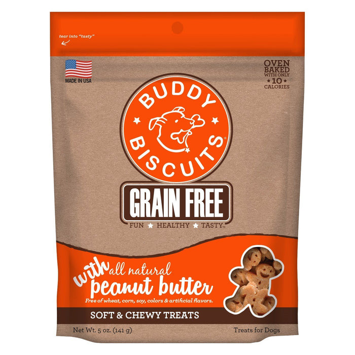 Buddy Biscuits Grain-Free Homestyle Peanut Butter Soft and Chewy Dog Treats - 5 oz Bag
