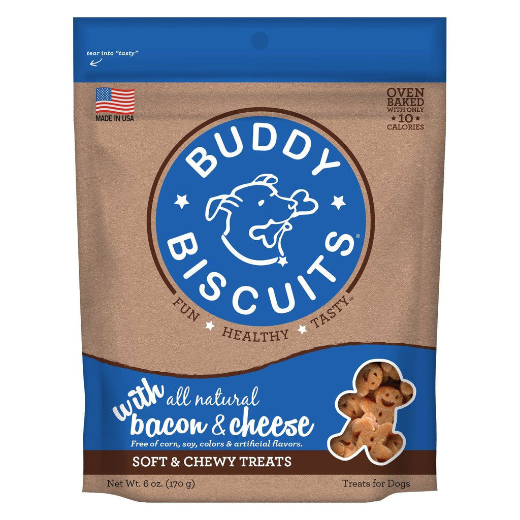 Buddy Biscuits Original Bacon & Cheese Soft and Chewy Dog Treats - 6 oz Bag  
