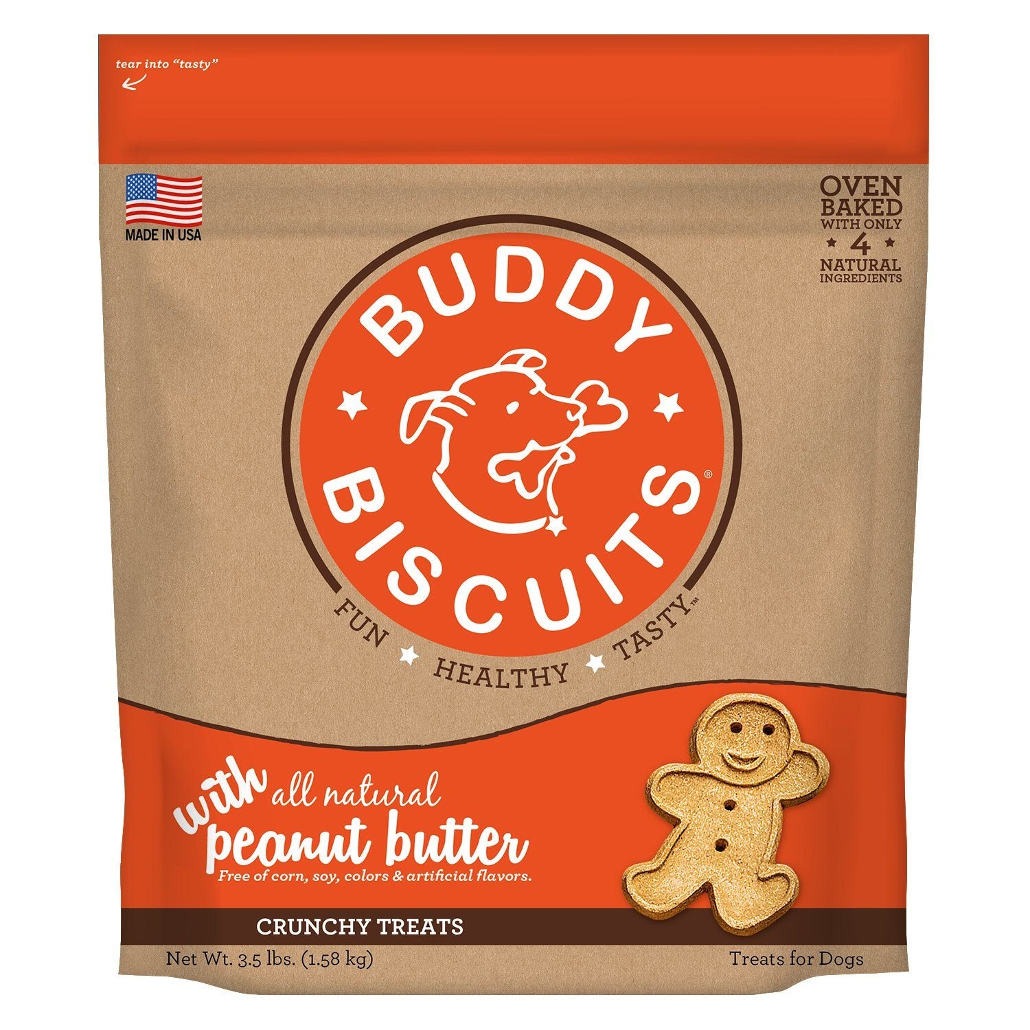 Buddy Biscuits Peanut Butter Original Baked Dog Treats - 3.5 lb Bag  