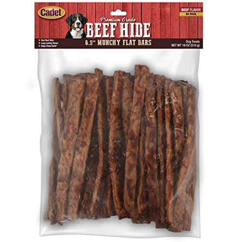 Cadet Gourmet Munchy Rawhide Strips Natural Dog Chews - 6.5 In - 50 Pack  