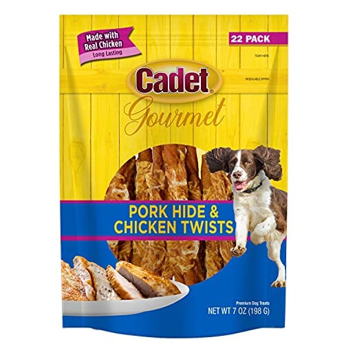 Cadet Gourmet Porkhide & Chicken Twists Natural Dog Chews - Chicken - 7 Oz - 22 Pack  