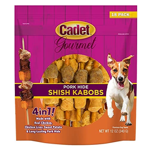 Cadet Gourmet Porkhide Shish Kabobs 4 In 1 Natural Dog Chews - Chicken - 12 Oz - 18 Pack  